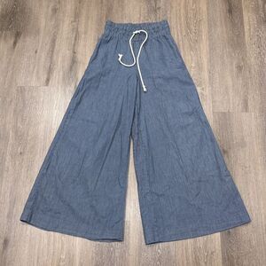 Anthropologie Wide Leg Pants Womens XS Blue Pull On Preppy Nautical